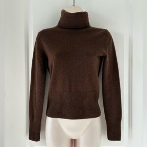 100% Cashmere Brown Turtleneck Sweater Classic Winter Essential